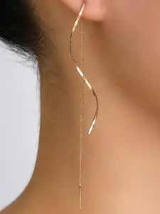 Elegant Wave Shaped Tassel Design Copper Craftsmanship Dangle Earrings, Dangling Earrings, Simple