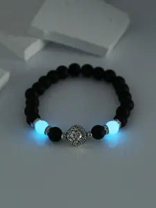 Men's Fashion Luminous Beaded Bracelet, Animal Lion Decor
