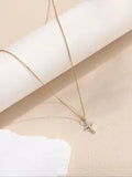 Rhinestone Decor Cross Pendant Necklace for Women & Girls, Fashion Jewelry for Party